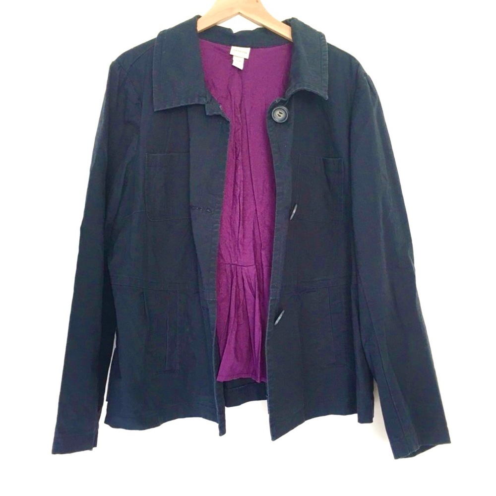 Venezia Blue Utility Jacket with Purple Lining size 18W